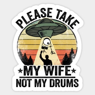 Funny UFO Drums Abduction Drummer Drum Set Gift Funny Sticker